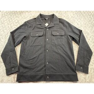 Banana Republic Knit Shirt Jacket Mens M Black Button Front Long Sleeve Casual